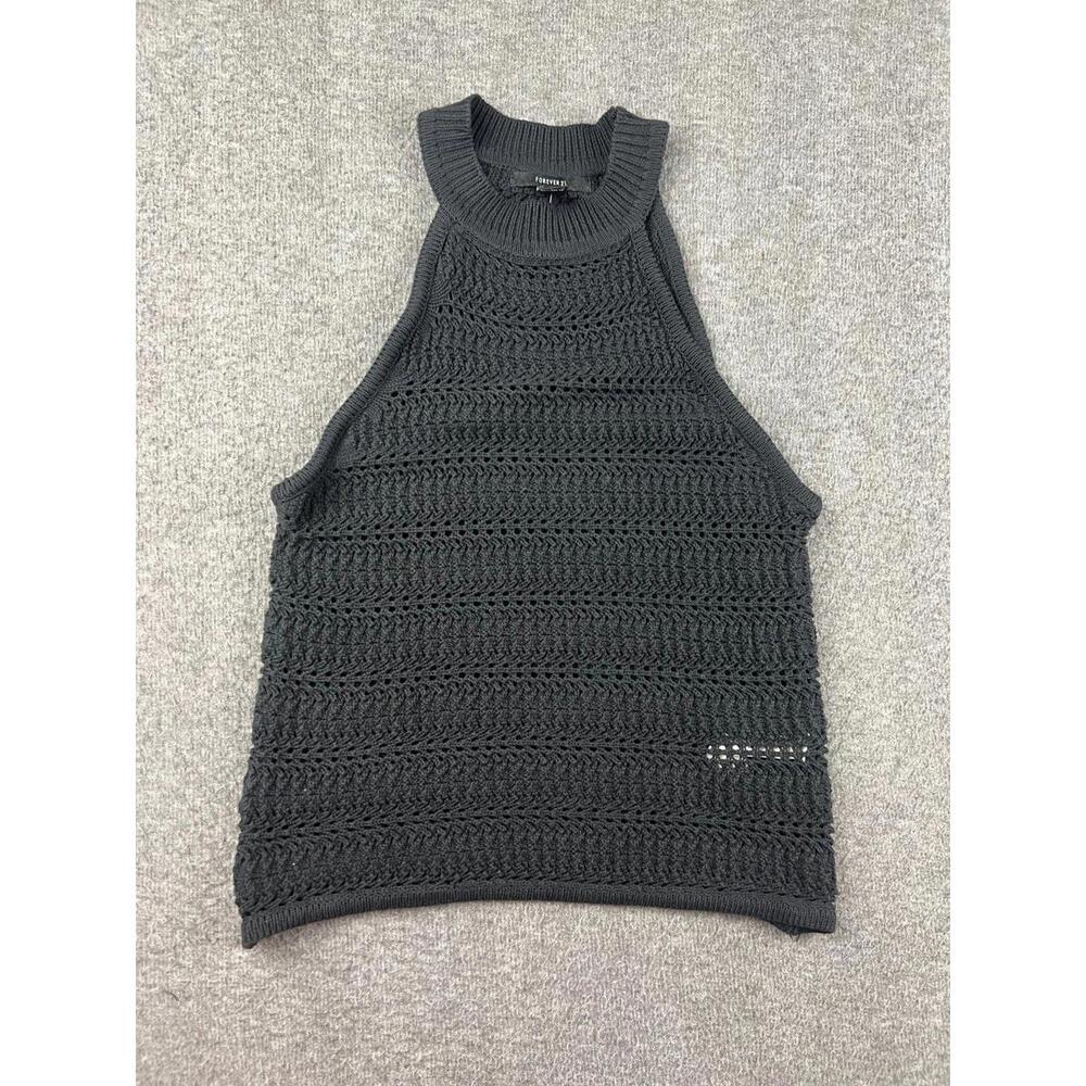 Forever 21 Black Knit Sleeveless Tank Top Size Medium